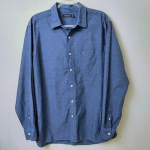 Nautica Logo Button Down Long Sleeve Shirt Size Large Blue